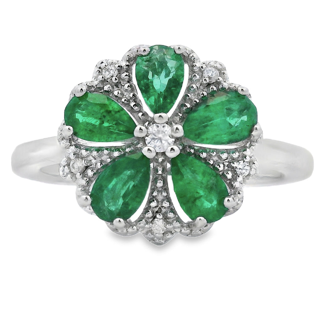 1.03ct Esmeralda Anillo de Zirconia Plata Esterlina