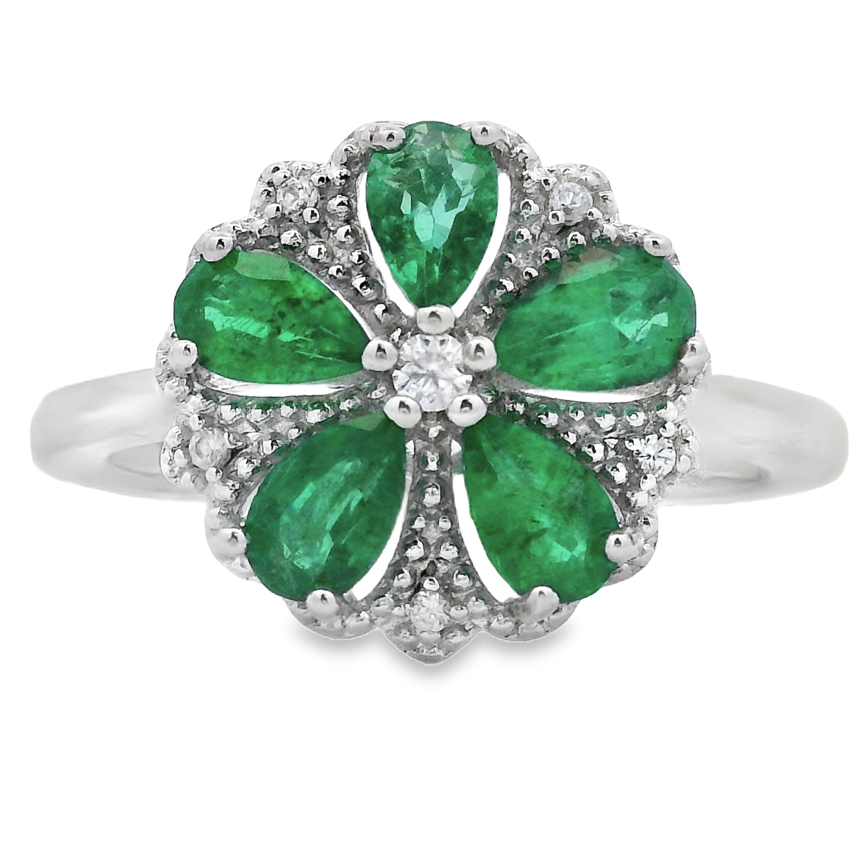 1.03ct Esmeralda Anillo de Zirconia Plata Esterlina