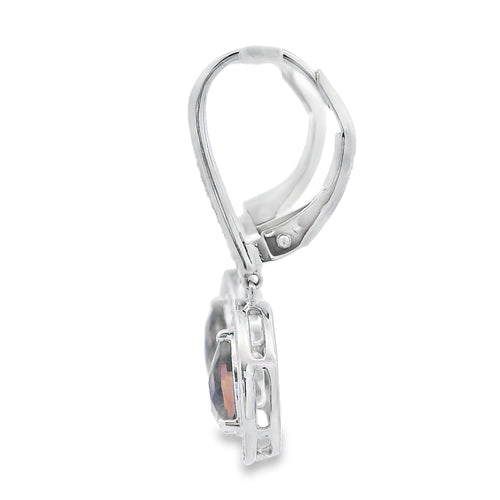 .87ct Quartz Diamond Dangle Earrings 10KT White Gold