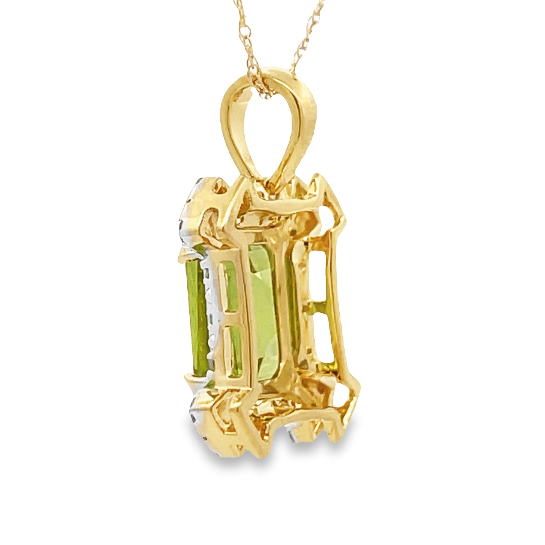 Peridot Diamond Fashion Pendants 10K Yellow Gold