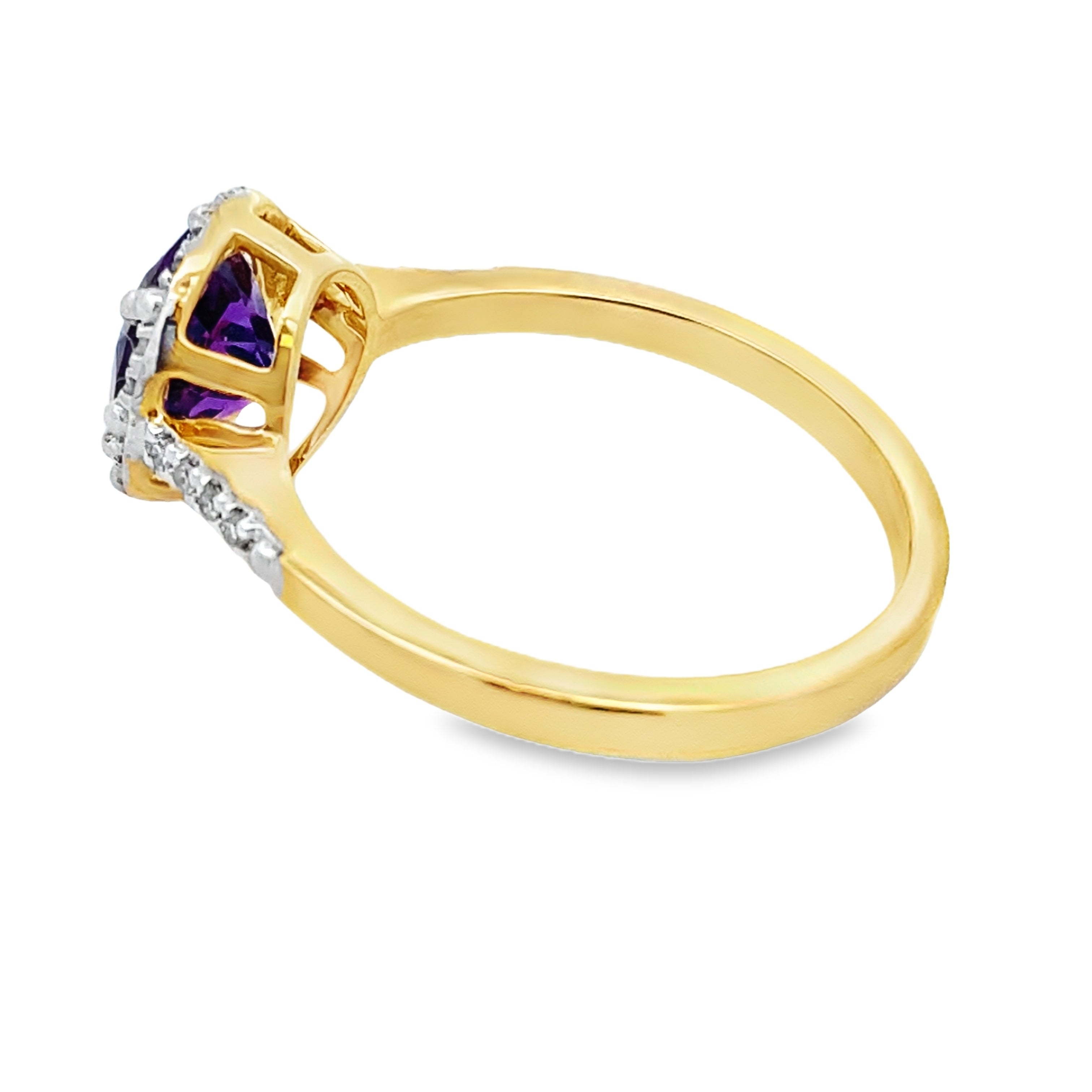 1.35ct Amethyst Diamond Ring 10K Yellow Gold