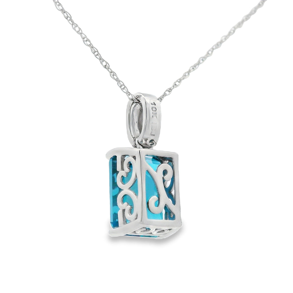 London Blue Topaz Fashion Pendants, 10K White Gold