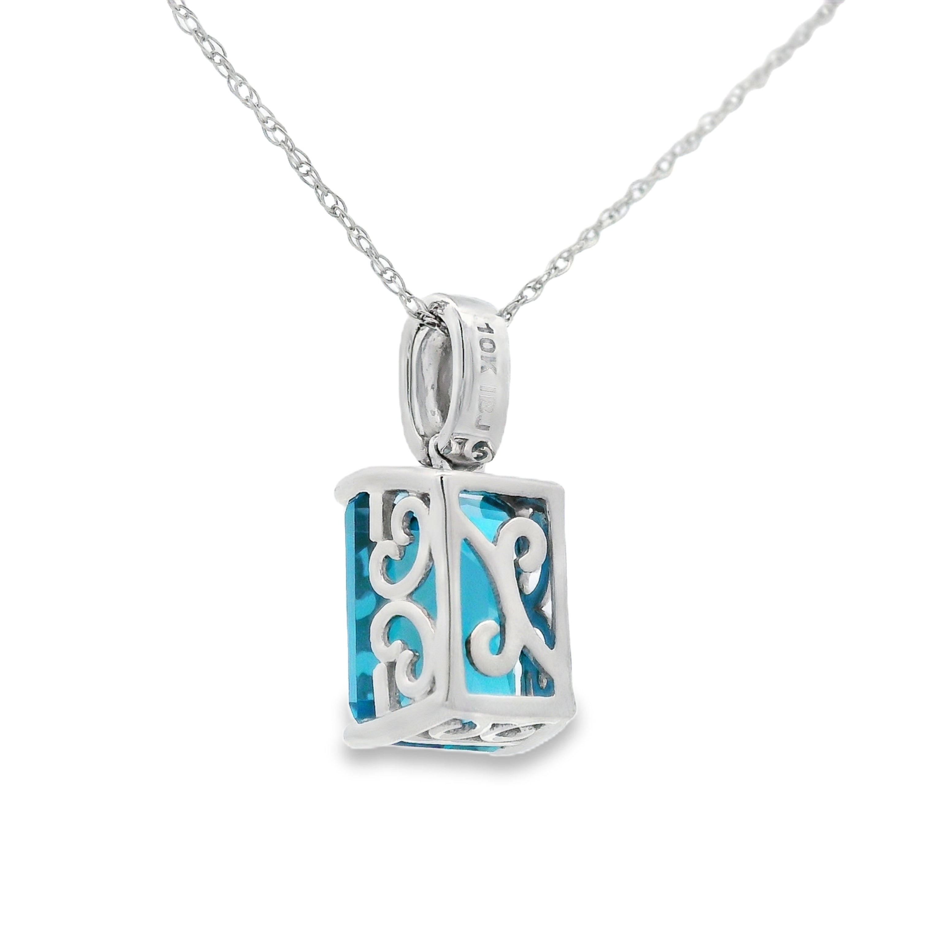 London Blue Topaz Fashion Pendants, 10K White Gold