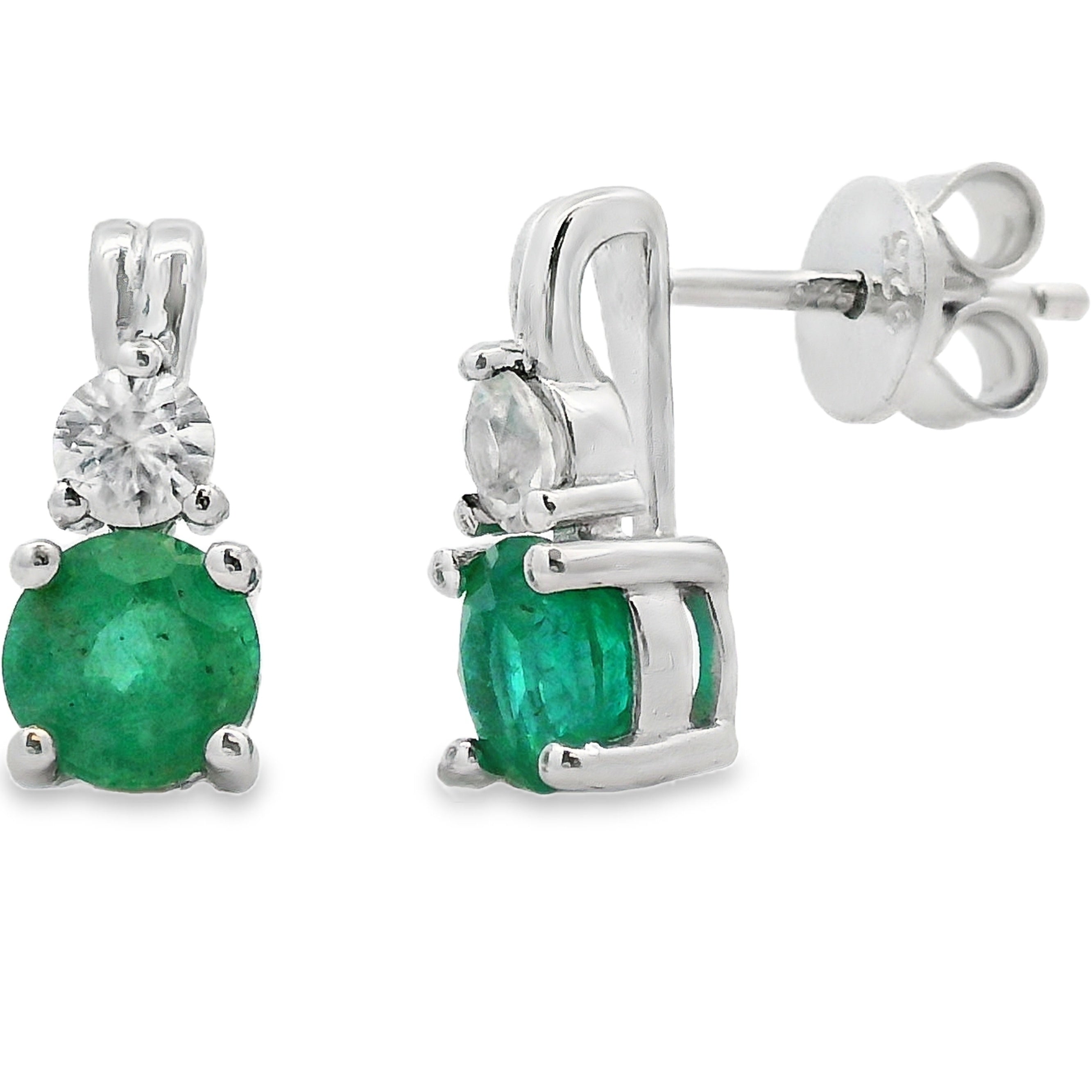 1.32ct Esmeralda Zirconia Aretes Plata de ley