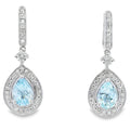 Aquamarine Diamond Dangle Earrings 10K White Gold