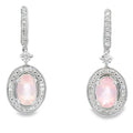 Rose Quartz Diamond Dangle Earrings 10K White Gold