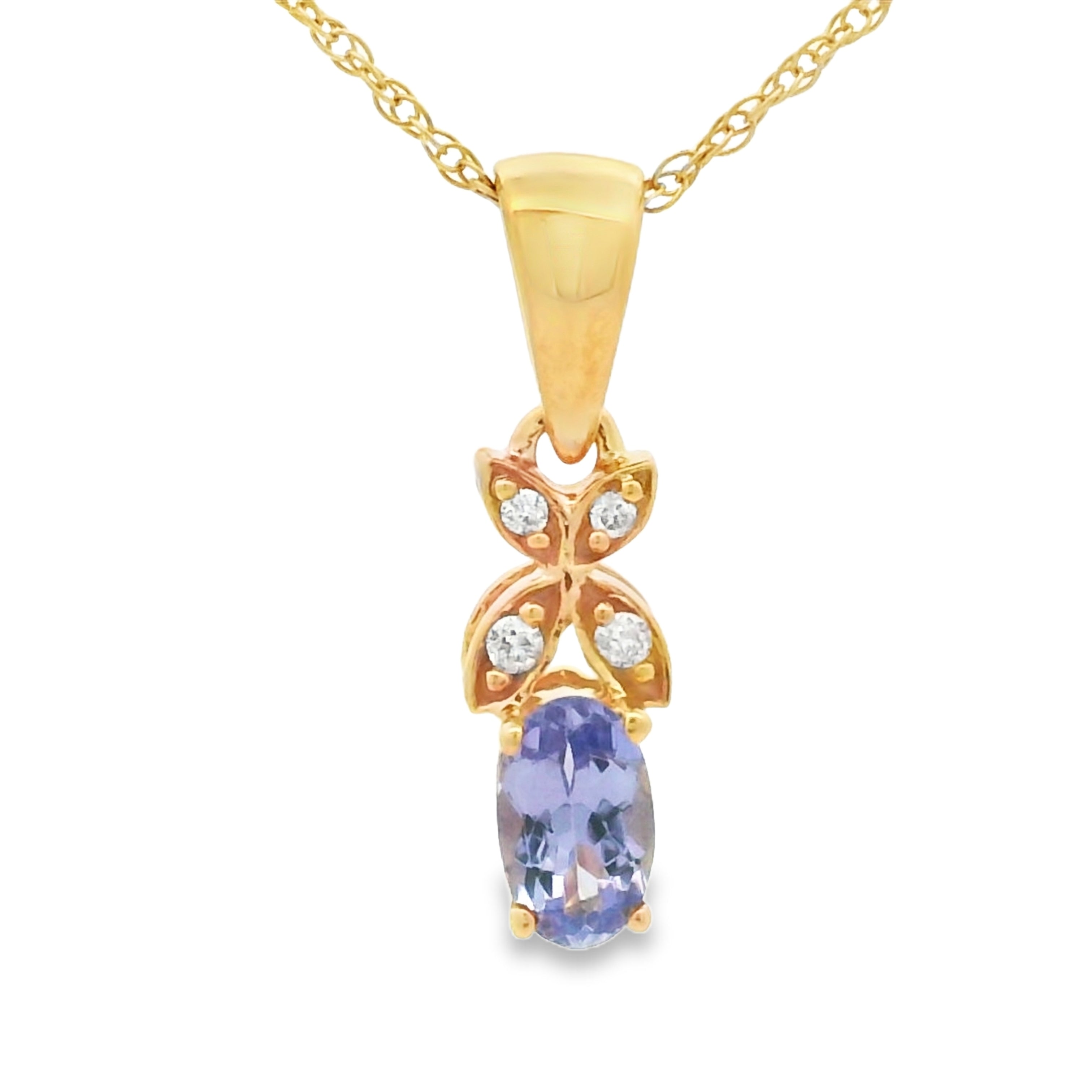 Tanzanite Diamond Fashion Pendants 10K Yellow Gold