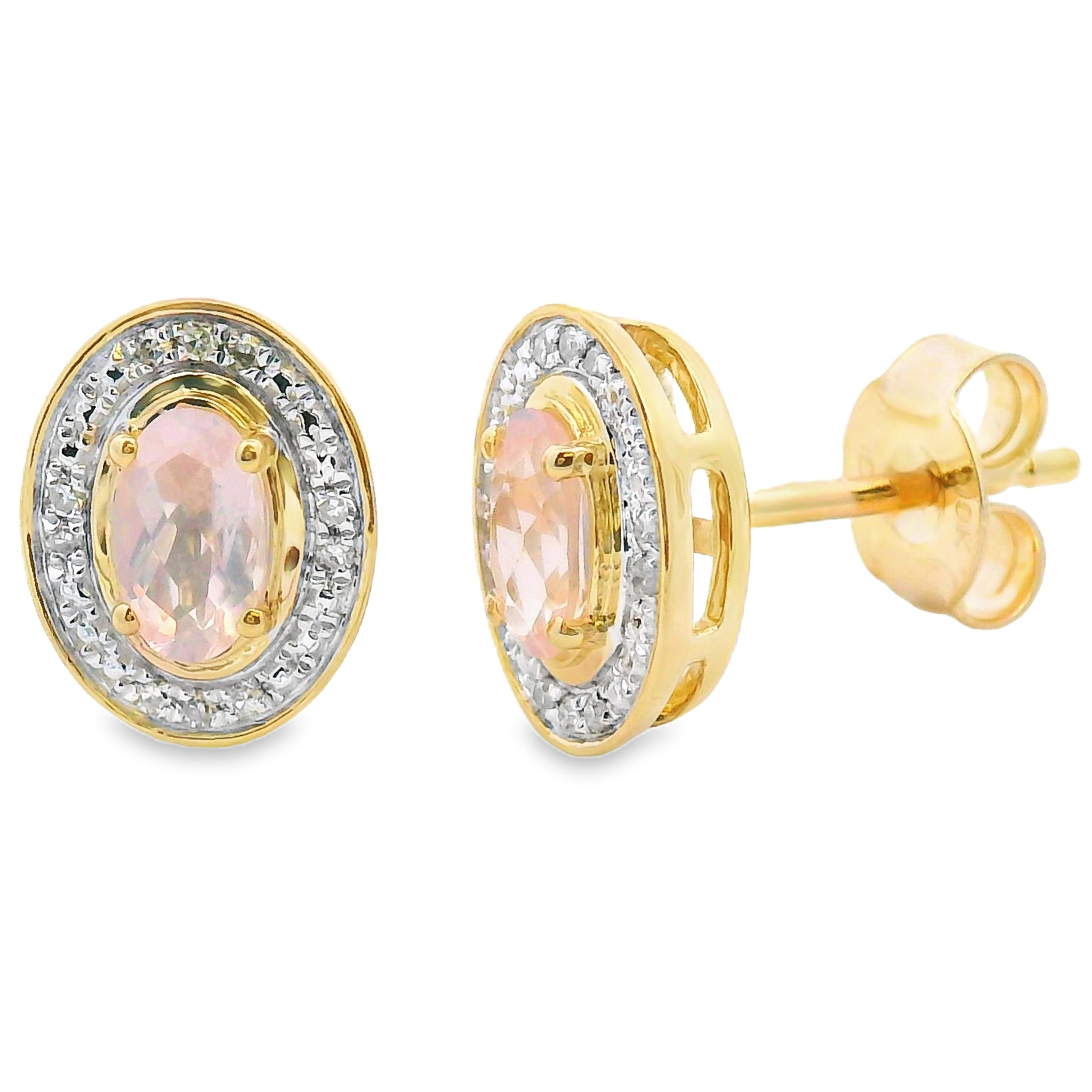 .45ct Quartz Diamond Earrings 10K White Gold