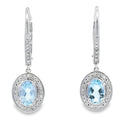 Aquamarine Diamond Dangle Earrings 10K White Gold