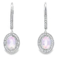 Rose Quartz Diamond Dangle Earrings 10K White Gold