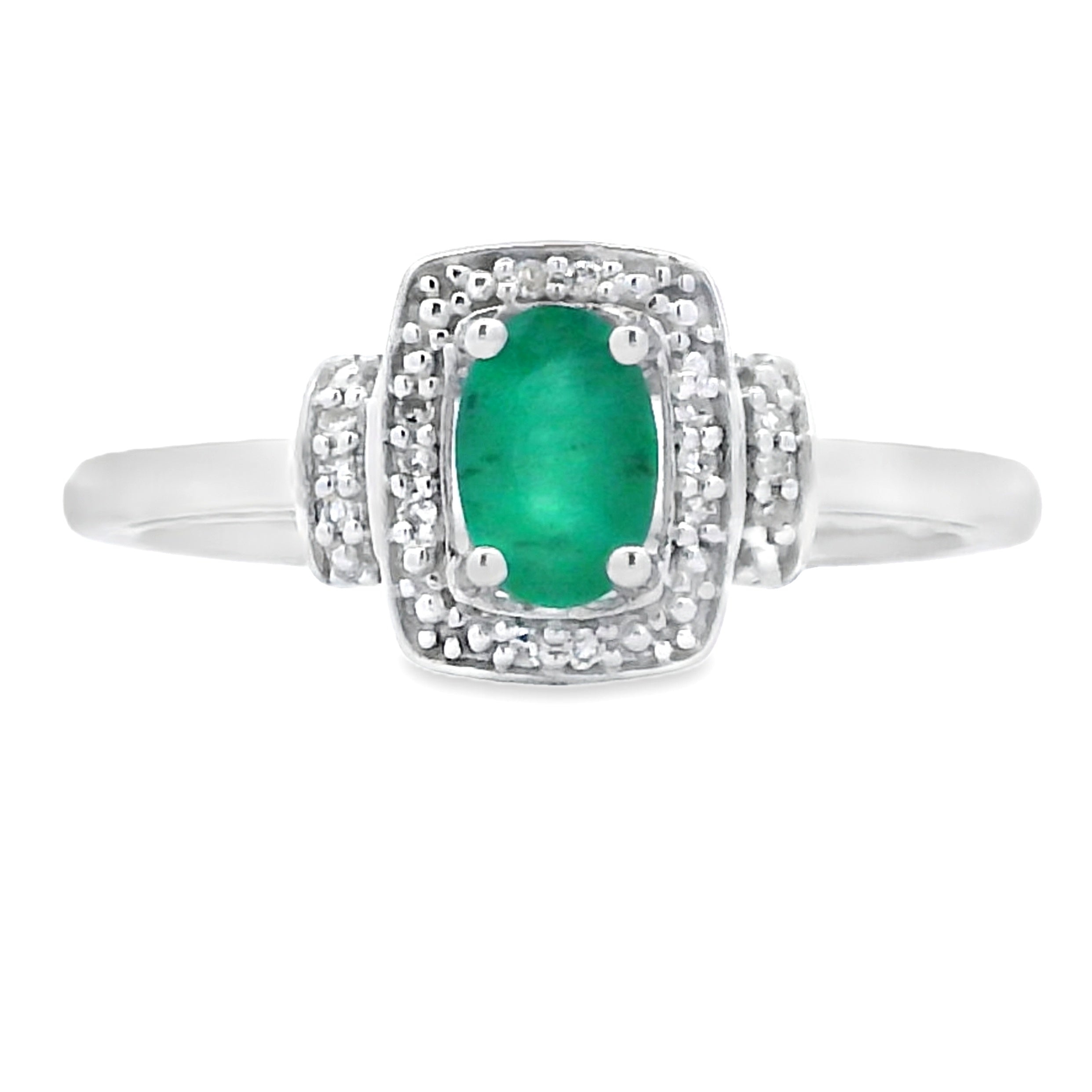 .45ct Esmeralda Anillo de Diamantes Oro Blanco 10KT