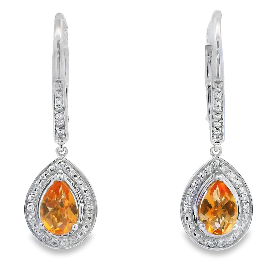 .88ct Amethyst Diamond Dangle Earrings 10K White Gold