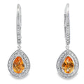 .88ct Amethyst Diamond Dangle Earrings 10K White Gold
