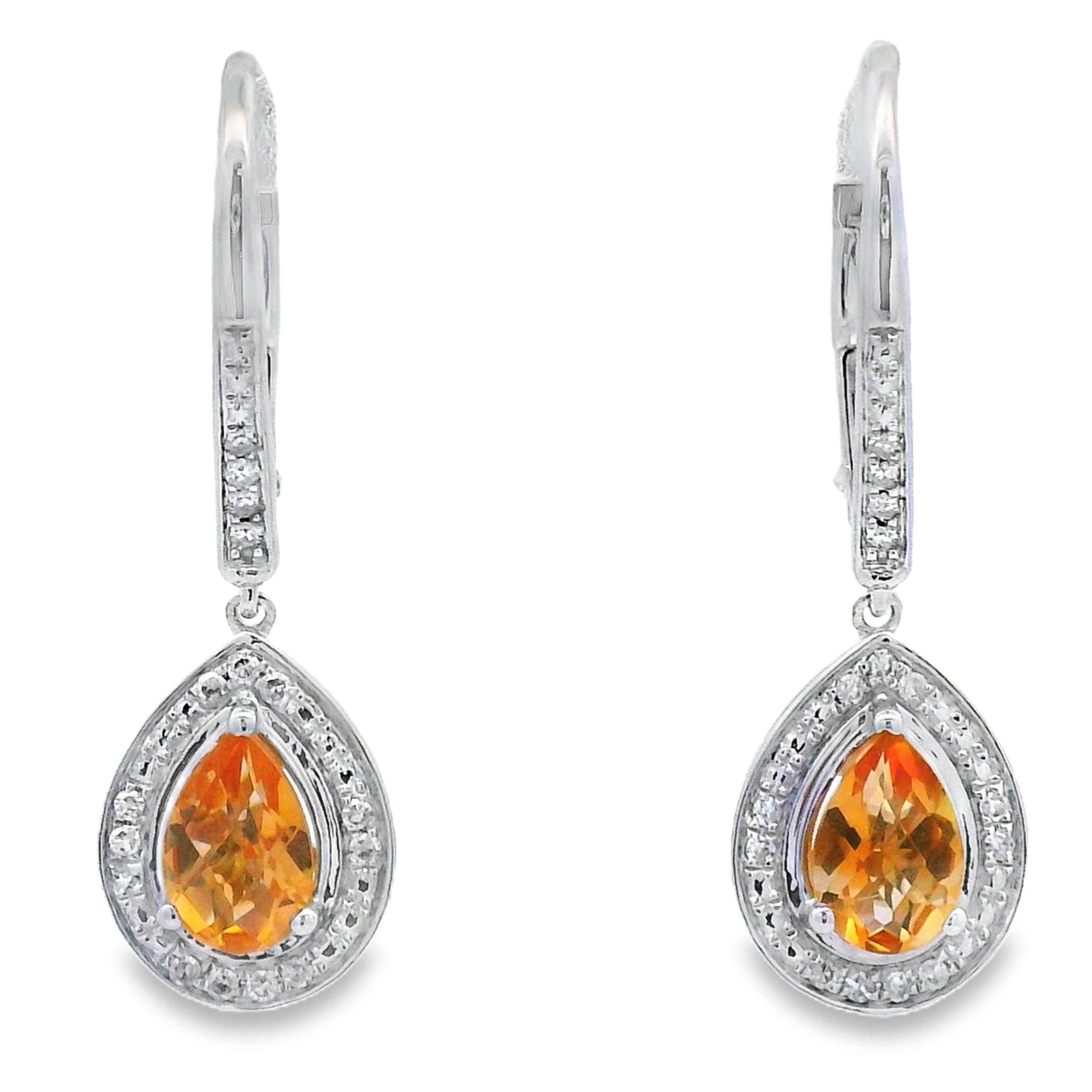 .88ct Amethyst Diamond Dangle Earrings 10K White Gold