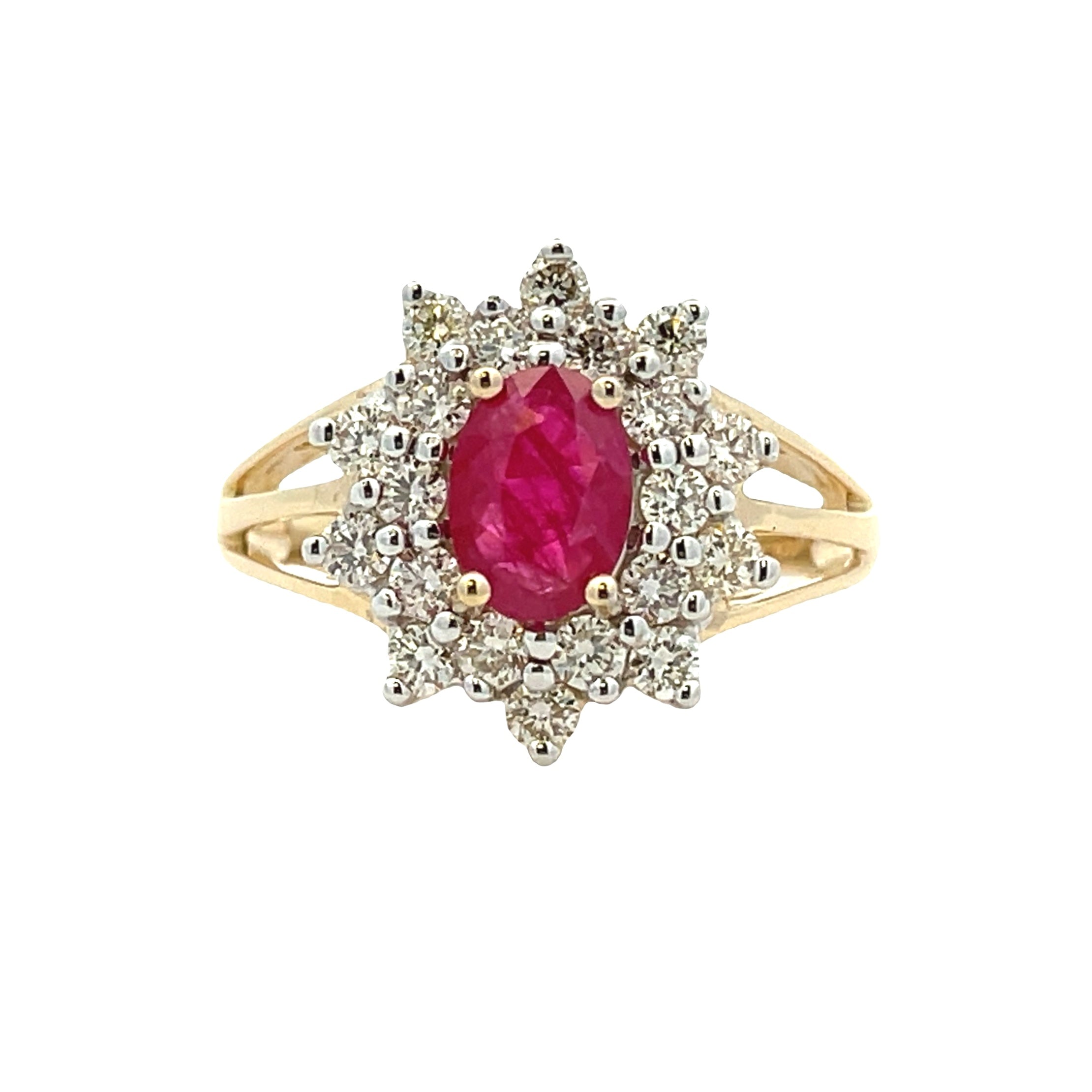 1.65ct Ruby Diamond Ring 14K Yellow Gold