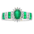 .80ct Esmeralda Anillo de Diamantes en Oro Blanco de 10KT