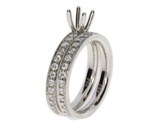 Diamond Semi Mount Engagement Ring 14K White Gold