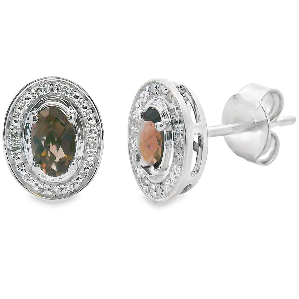 .45ct Quartz Diamond Earrings 10K White Gold