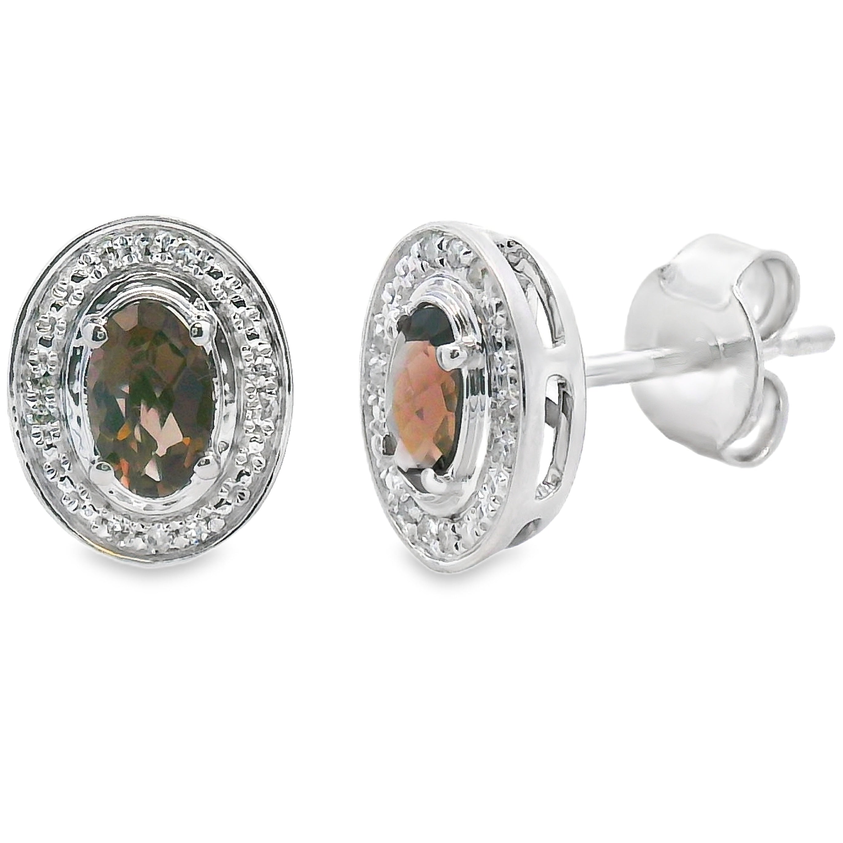 .45ct Quartz Diamond Earrings 10K White Gold