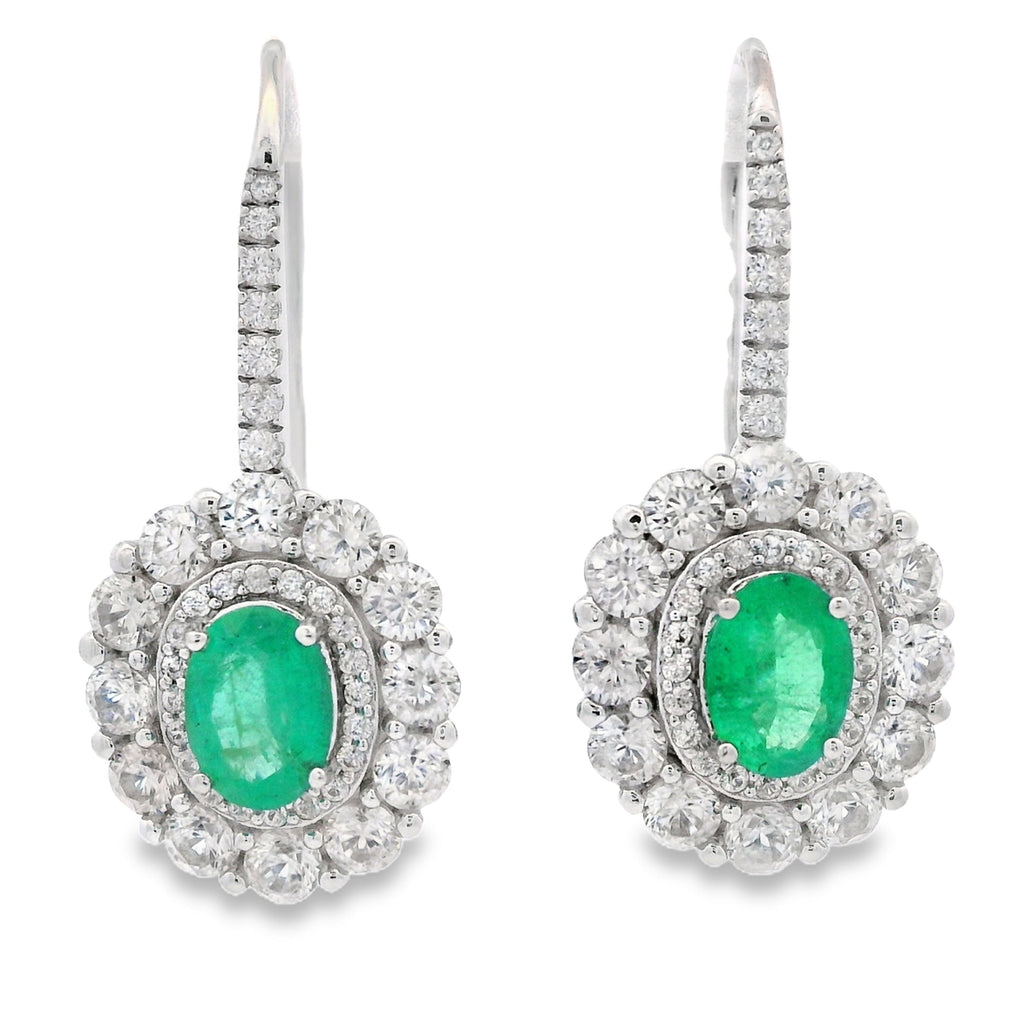 5.28ct Esmeralda Zirconia Aretes Colgantes Plata Esterlina