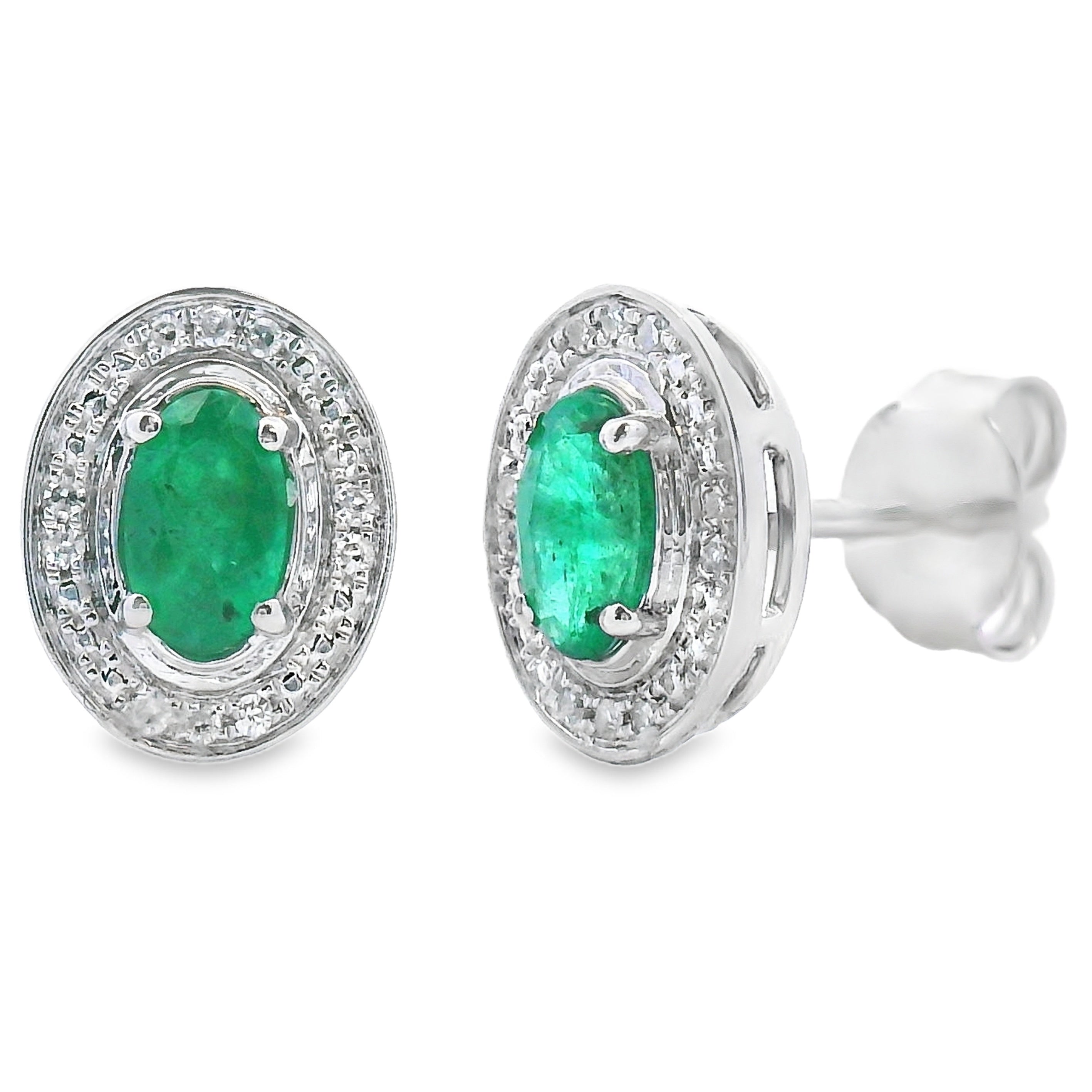 .38ct Esmeralda Diamond Earrings 10KT White Gold