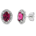Rhodolite Garnet Diamond Earrings 10K White Gold