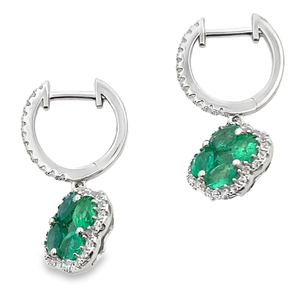 1.93 ct Emerald Zircon Dangle Earrings Sterling Silver