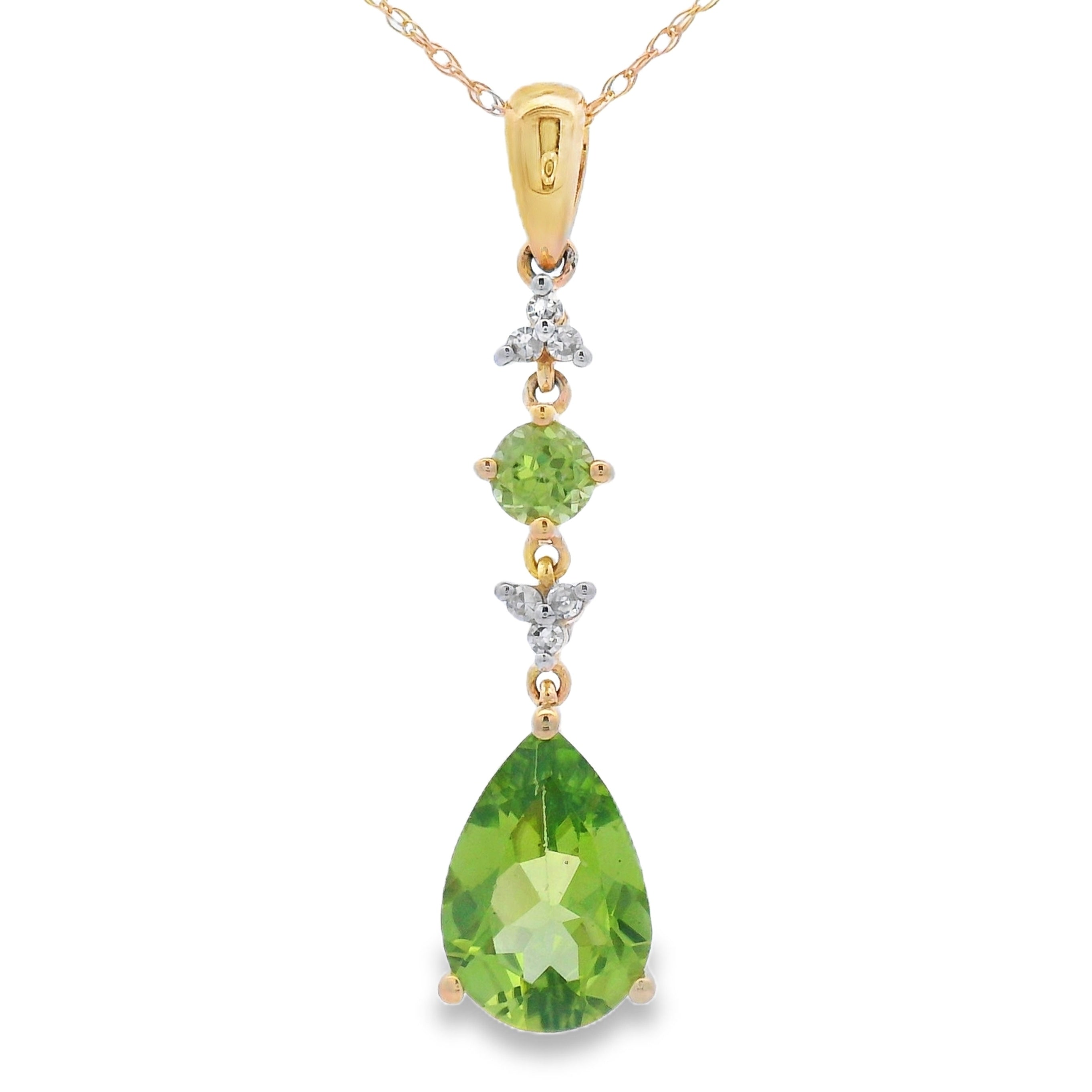 Peridot Diamond Fashion Pendants 10K Yellow Gold