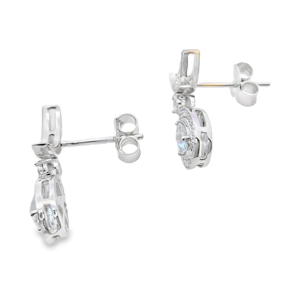 Aquamarine Diamond Dangle Earrings 10K White Gold
