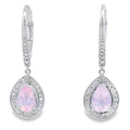 Rose Quartz Diamond Dangle Earrings 10K White Gold