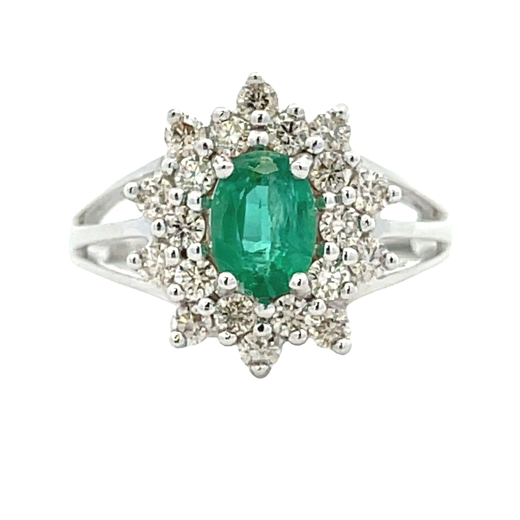 1.43ct Emerald Diamond Ring 14K White Gold