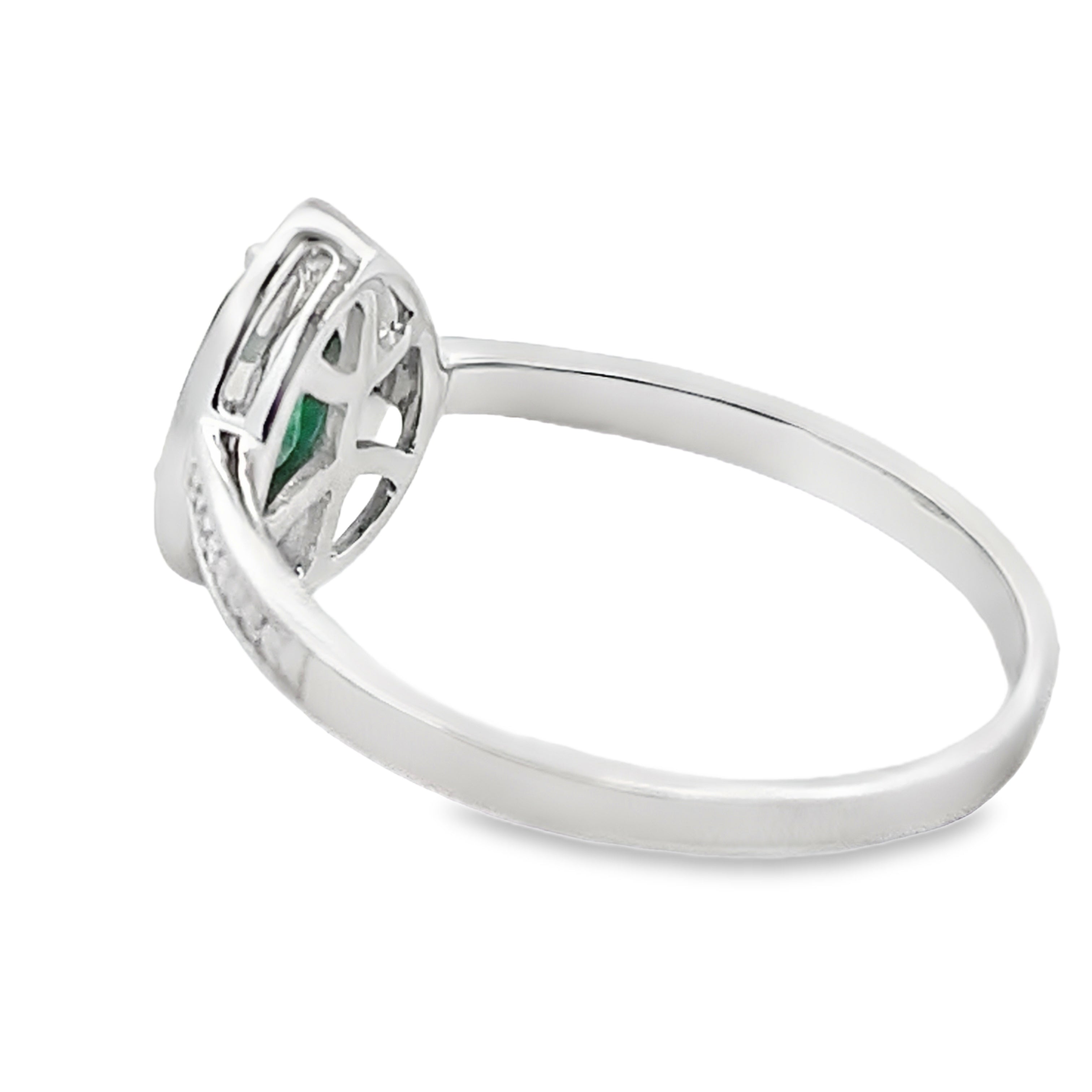 .42ct Esmeralda Anillo de Diamantes 10KT Oro Blanco