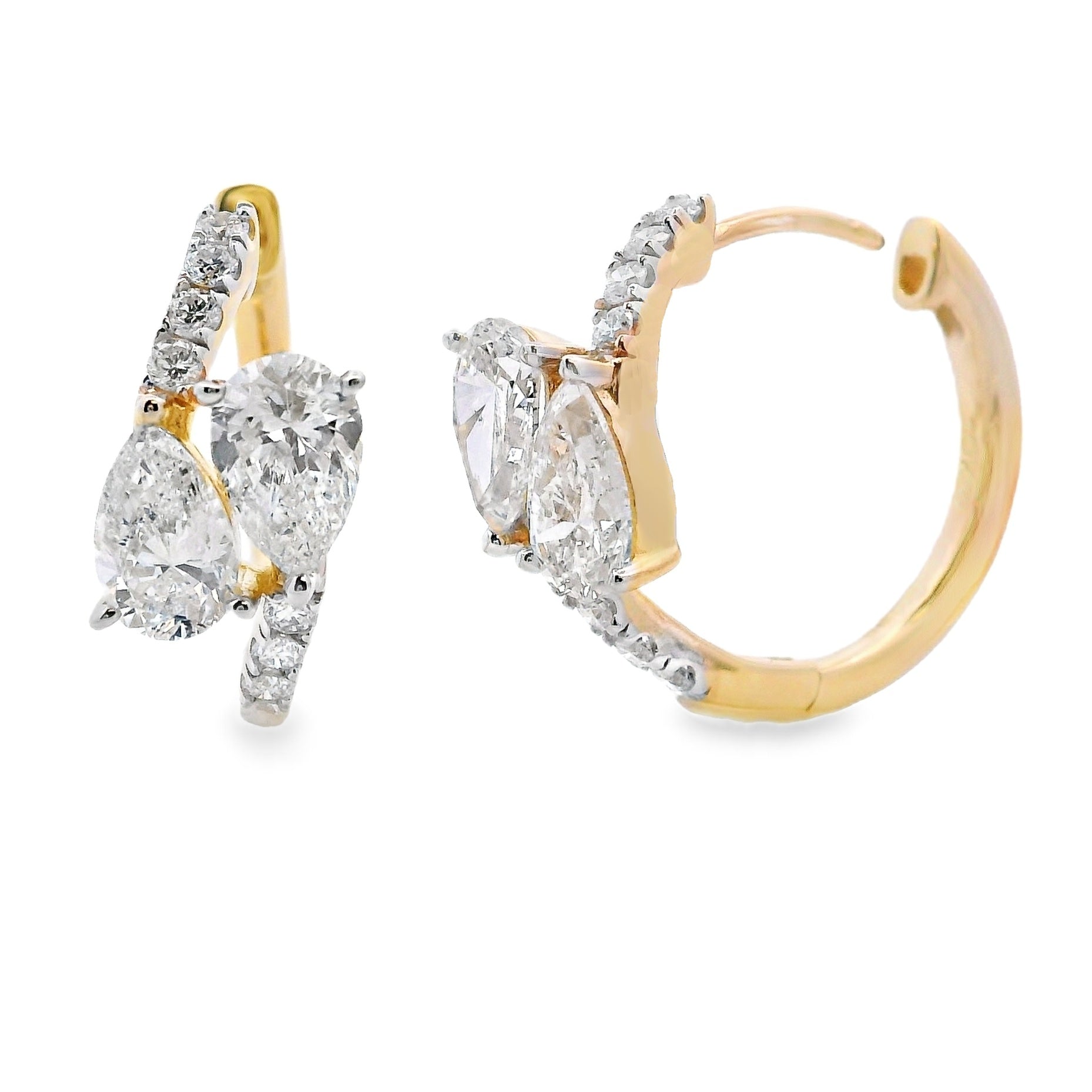 1.50ct Lab Grown Diamond Hoop Earrings 10K Yellow Gold
