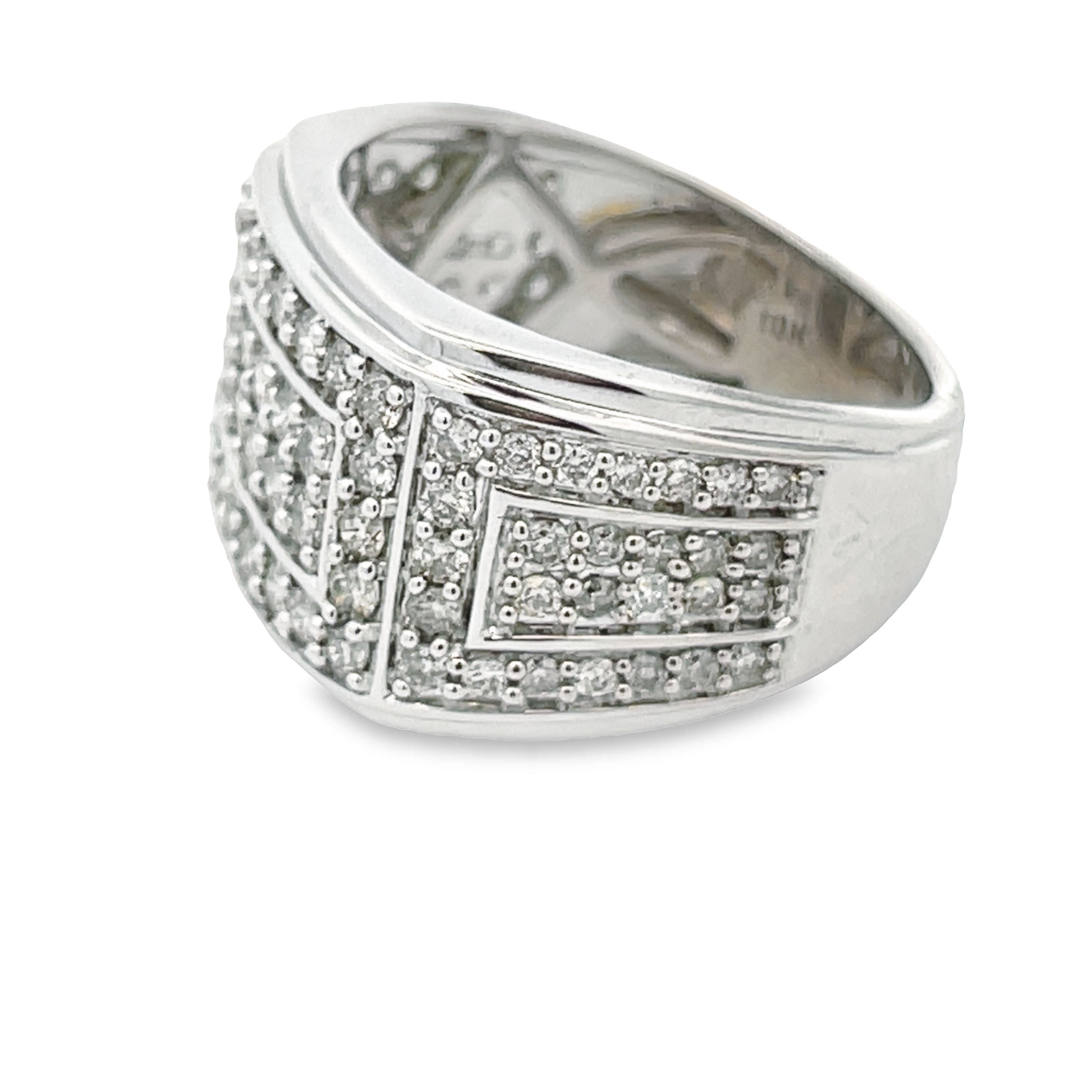Anillo de hombre de oro blanco de 10KT con diamante natural de 2.04 ct.