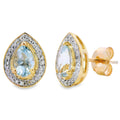 .79ct Aquamarine Diamond Stud Earrings 10K Yellow Gold