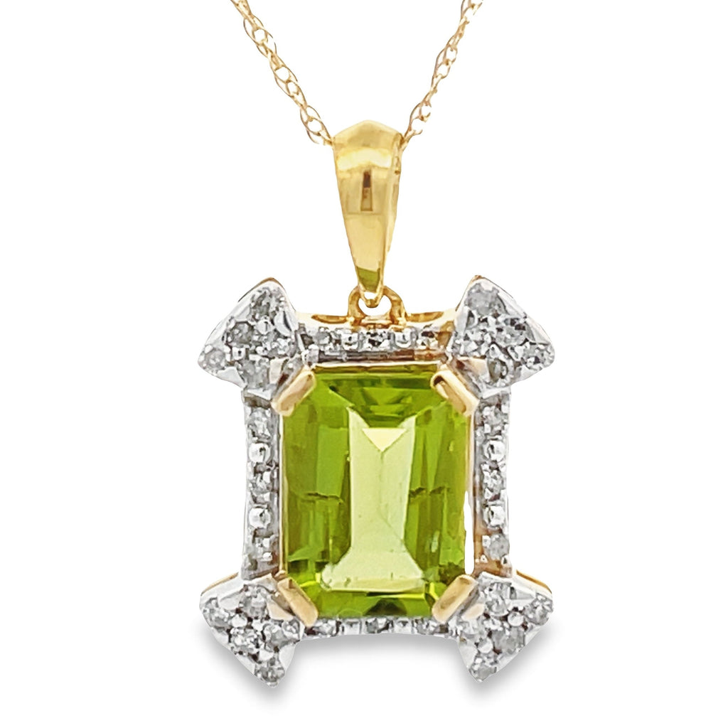 Peridot Diamond Fashion Pendants 10K Yellow Gold