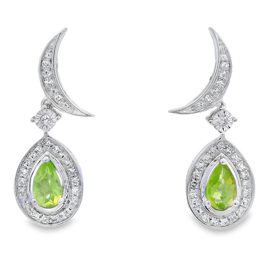.52ct Peridot Diamond Dangle Earrings 10K White Gold
