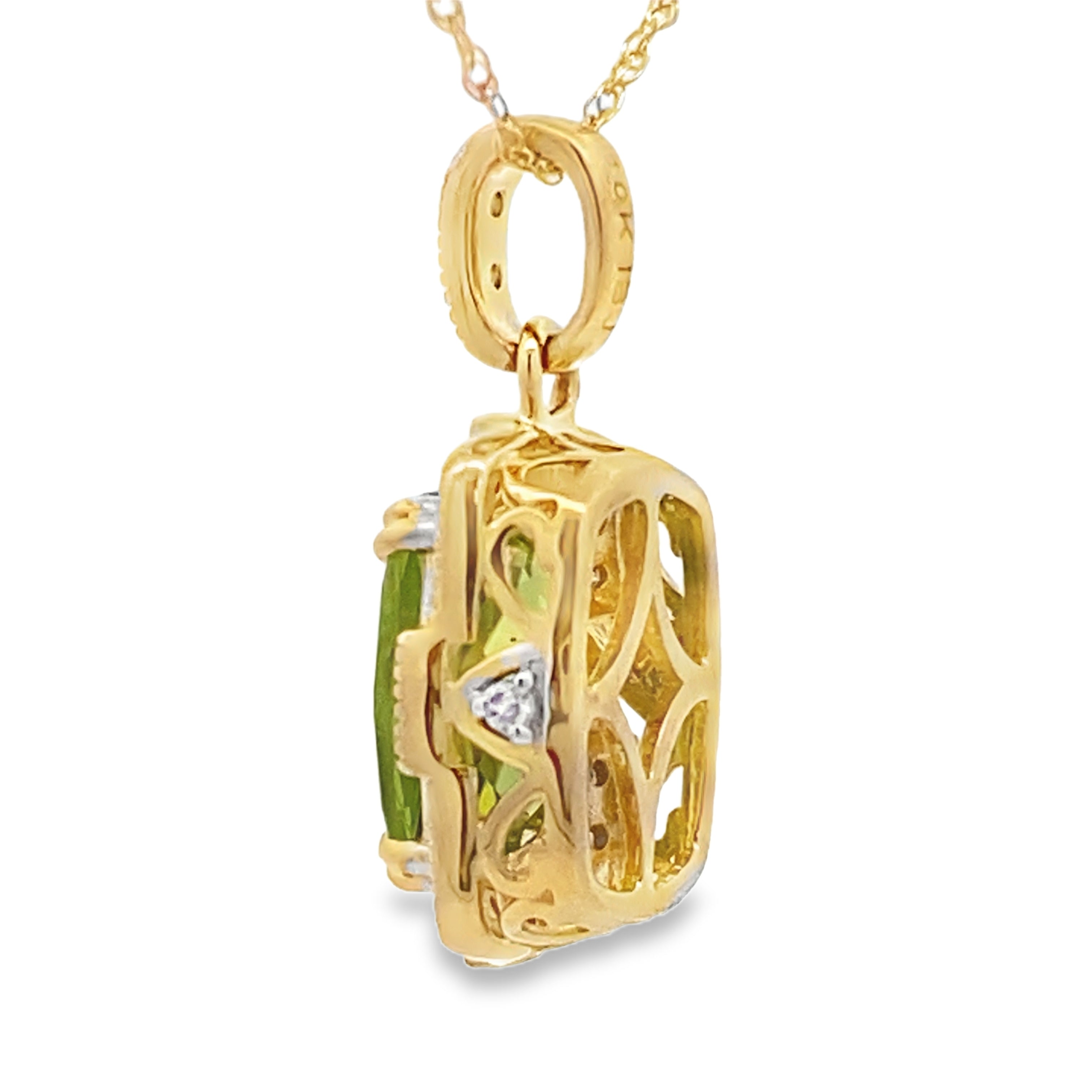 Peridot Diamond Fashion Pendants 10K Yellow Gold