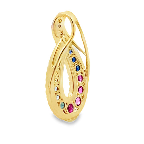 .91ct Multi Sapphire Fashion Pendants 14KT Yellow Gold