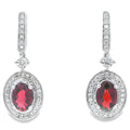 1.20ct Garnet Diamond Dangle Earrings 10K White Gold