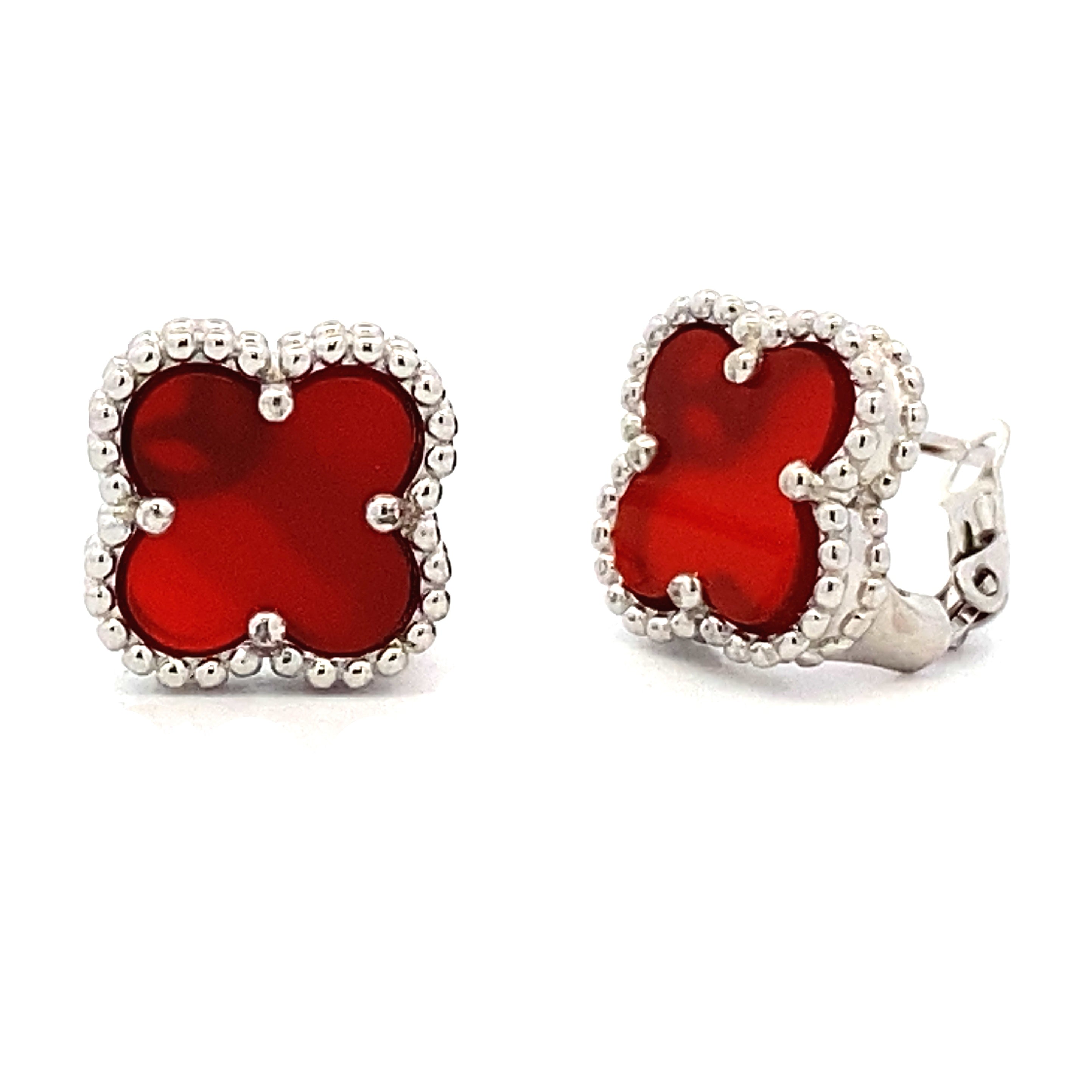 Pendientes de cornalina de plata de ley