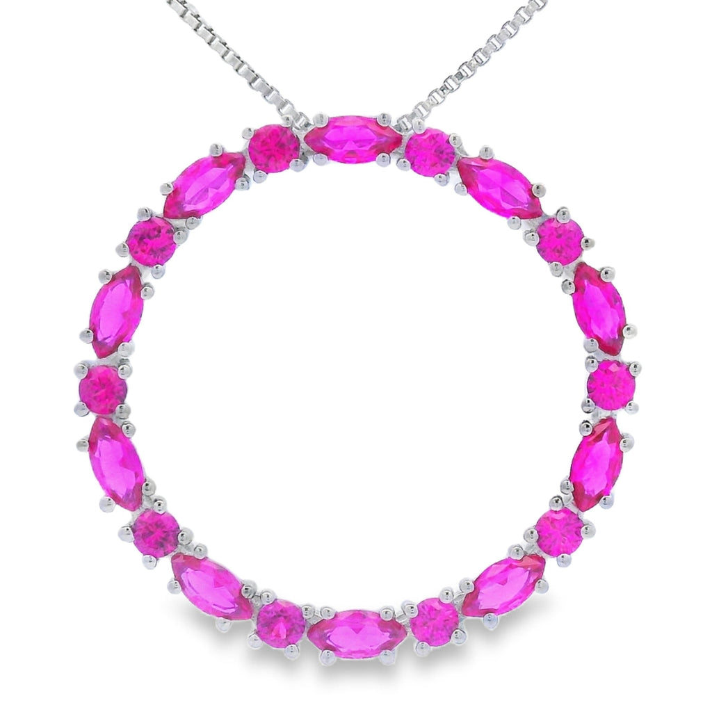 Colgante Círculo de Amor de Rubí en Plata Esterlina