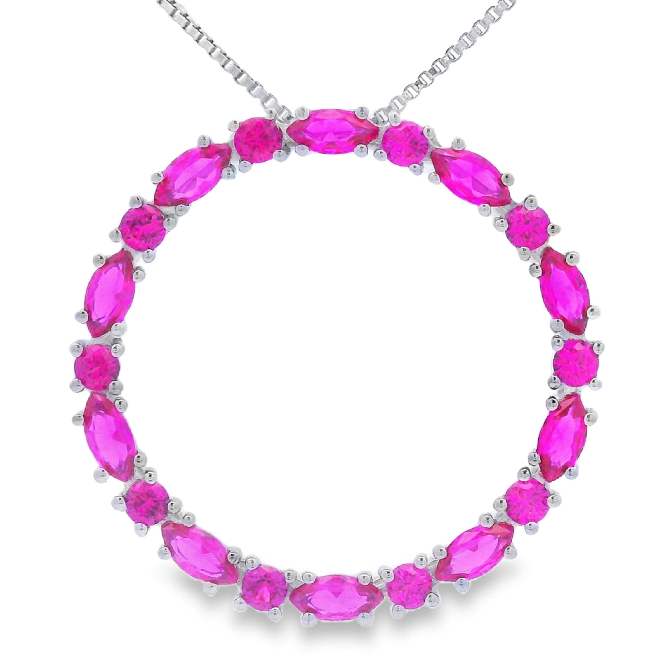 Colgante Círculo de Amor de Rubí en Plata Esterlina