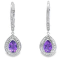 .88ct Amethyst Diamond Dangle Earrings 10K White Gold