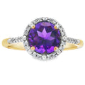 1.35ct Amethyst Diamond Ring 10K Yellow Gold