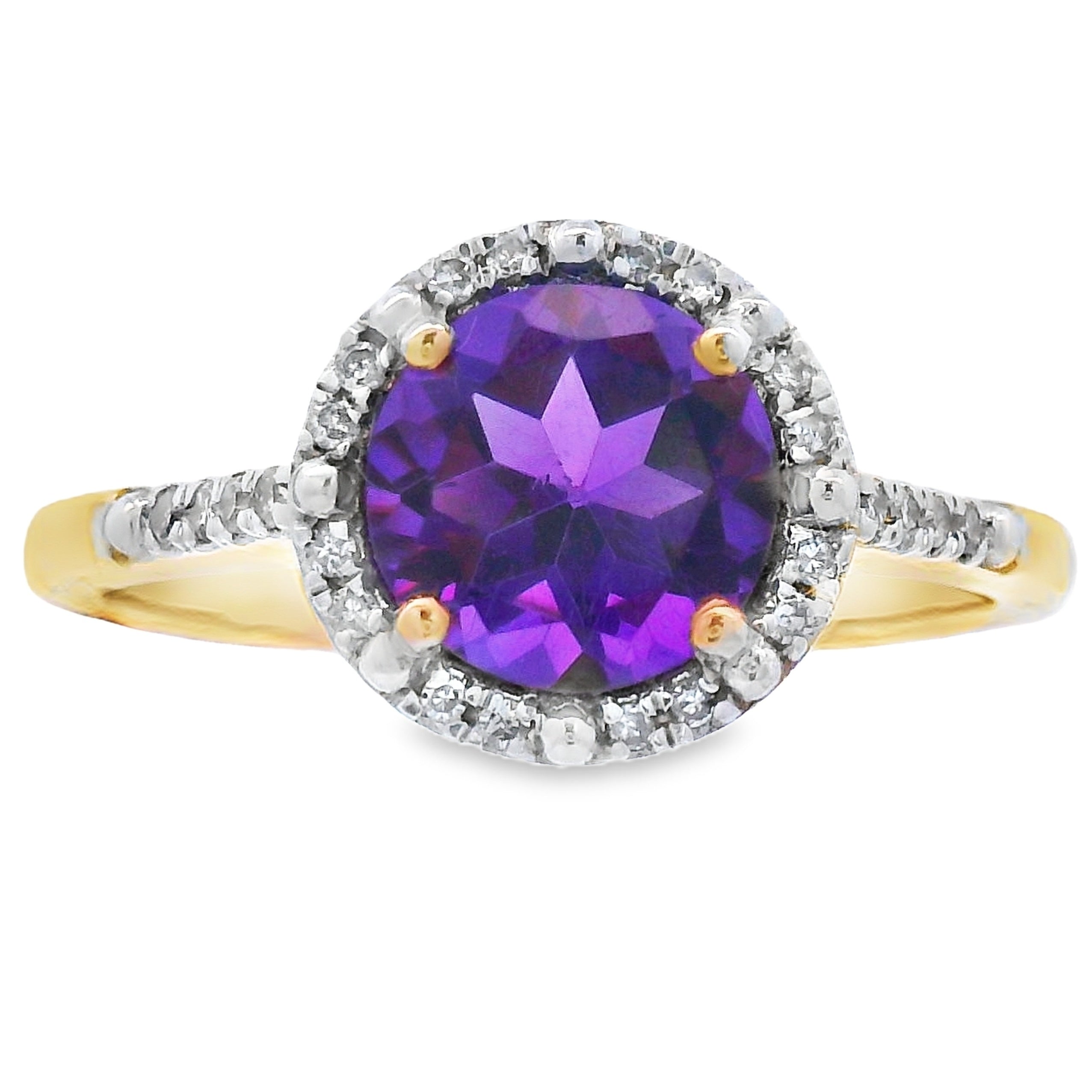 1.35ct Amethyst Diamond Ring 10K Yellow Gold