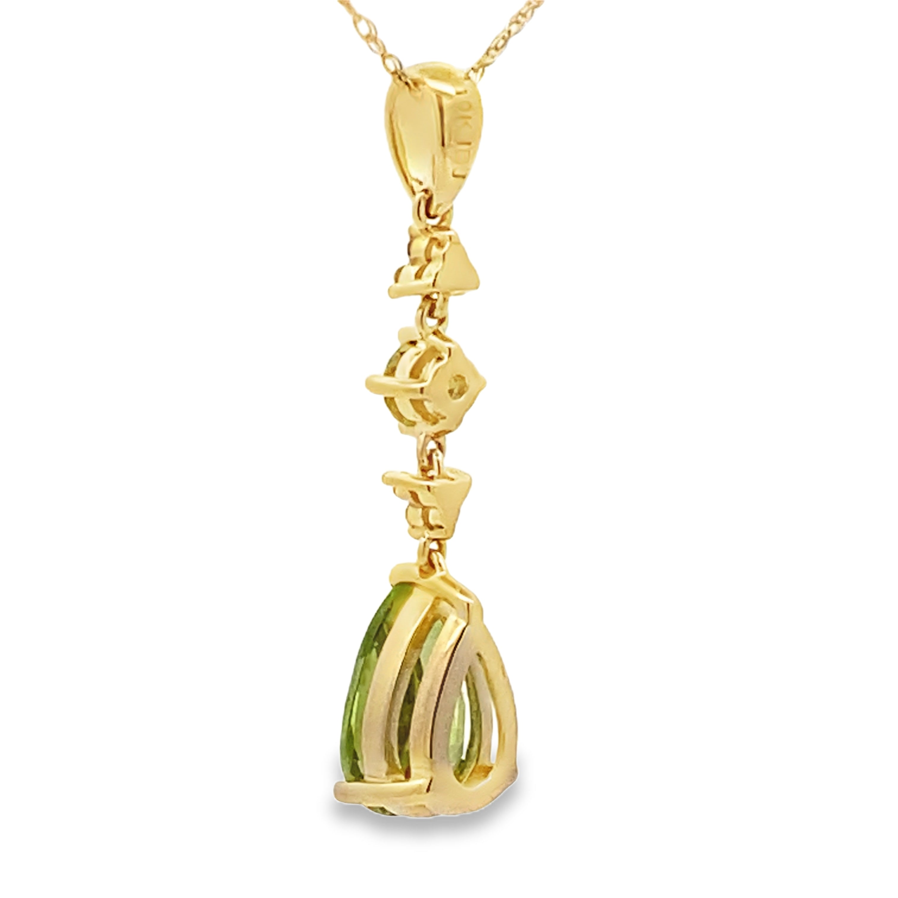 Peridot Diamond Fashion Pendants 10K Yellow Gold