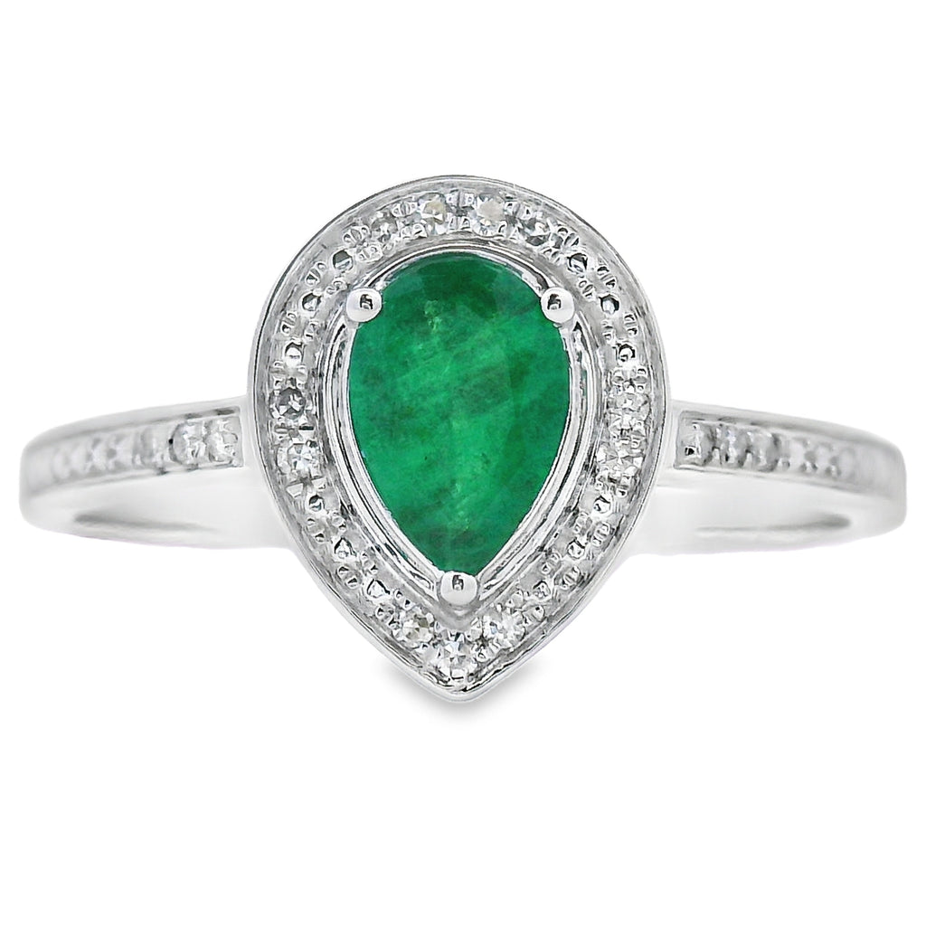 .42ct Esmeralda Anillo de Diamantes 10KT Oro Blanco