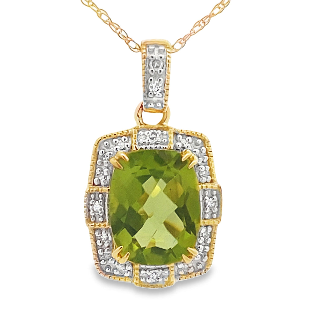Peridot Diamond Fashion Pendants 10K Yellow Gold