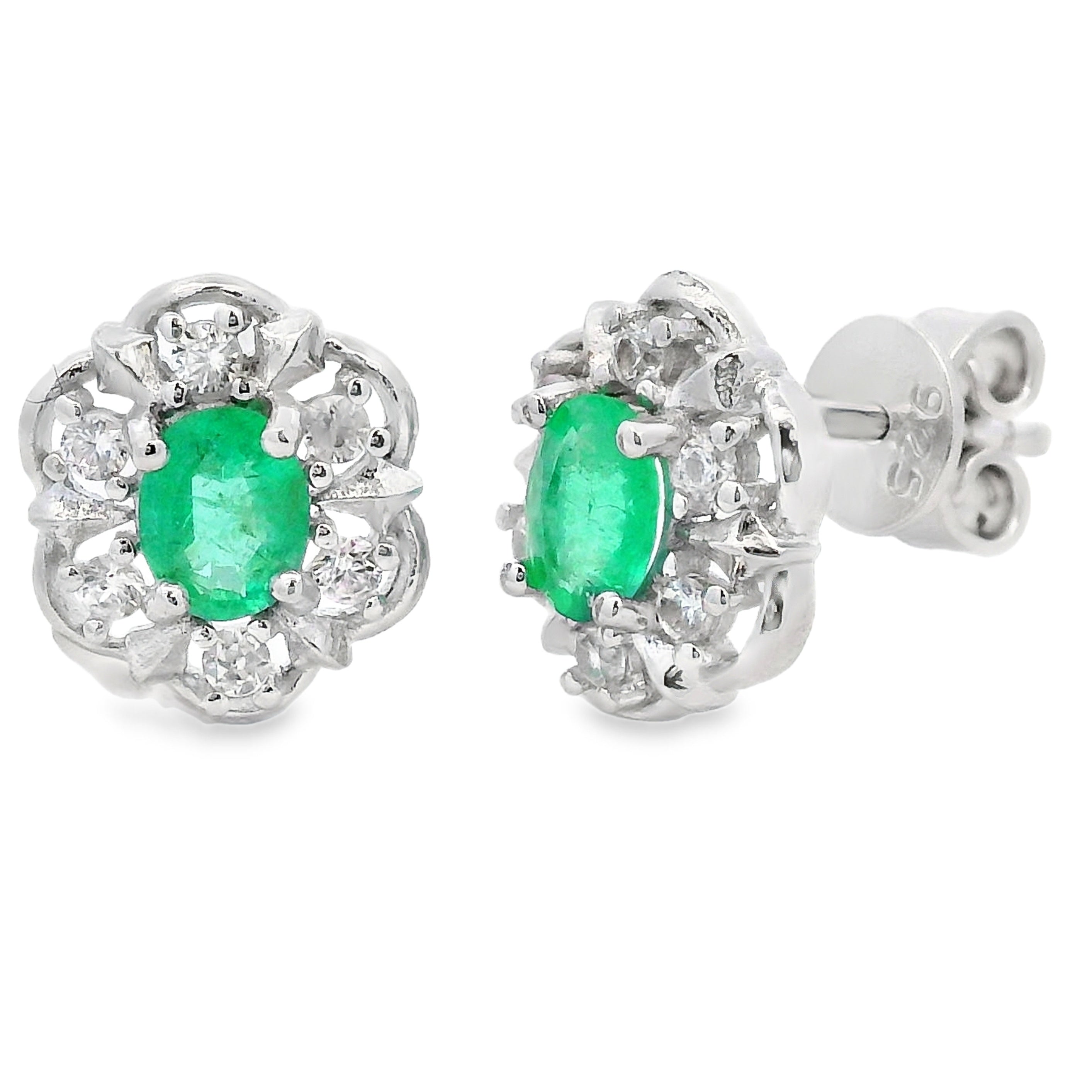 .92ct Esmeralda Zircon Stud Earrings Sterling Silver